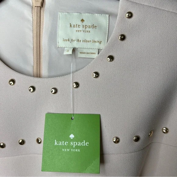 KATE SPADE Baja Bound Studded Crepe Dress in Rose Dew - NJMU7680- Sz 0 - Picture 6 of 12